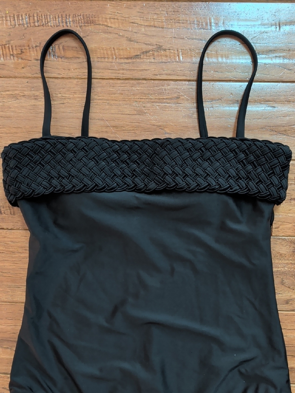 La Blanca Black Swimsuit with Braided Woven Bandeau Accent Top Convertible - Picture 2 of 8